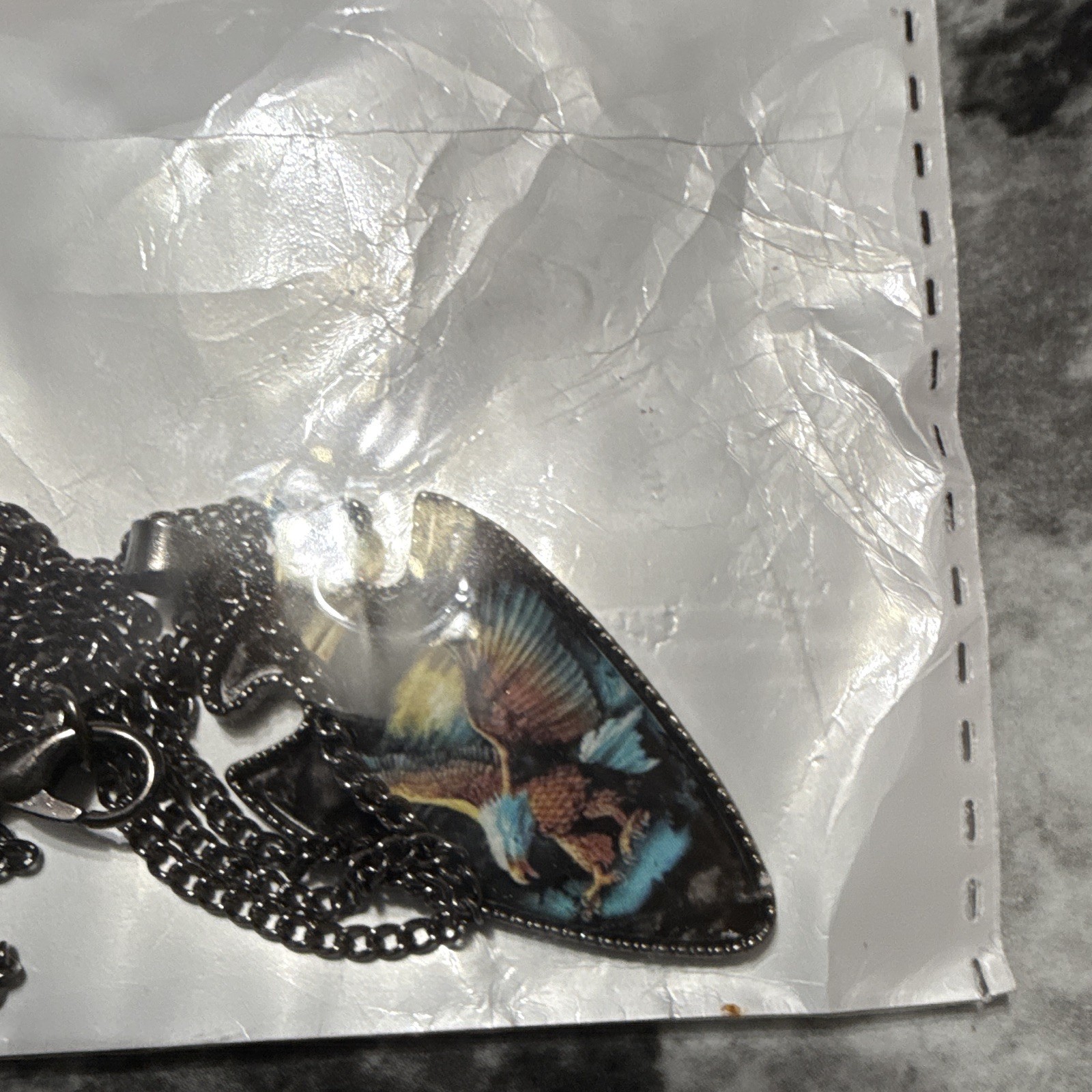 Triangle Shaped Charm Pendant Necklace Animal Design with Multicolor Cable Chain