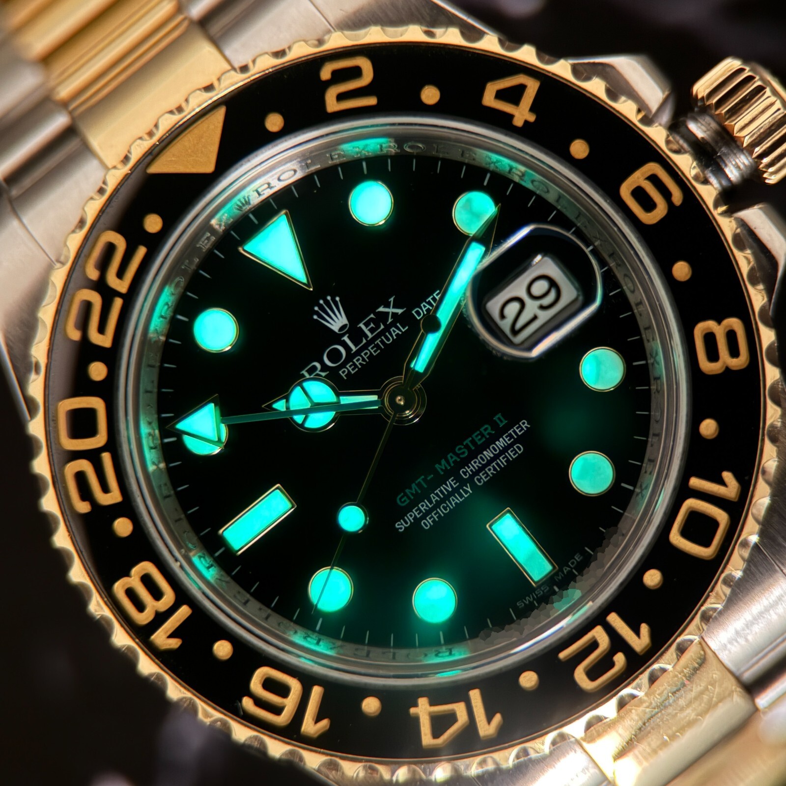 Rolex GMT-Master II 116713 40mm Ceramic Bezel Black 2-Tone 18k YG & Steel