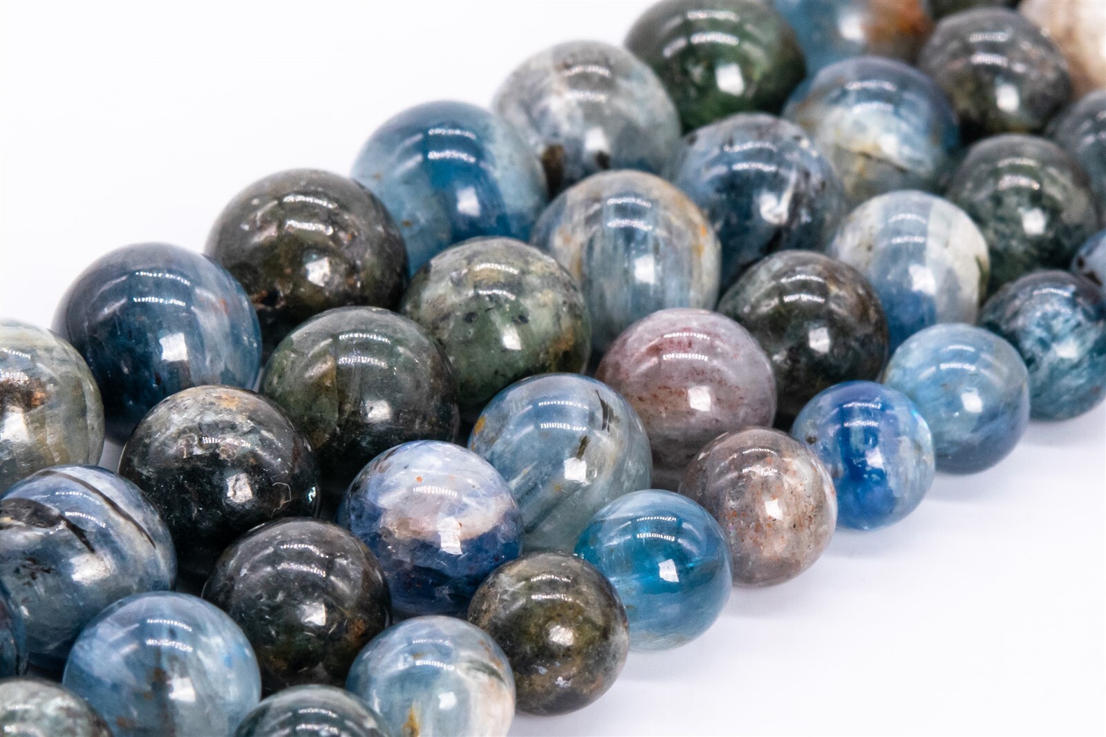 Genuine Natural Deep Green Blue Kyanite Bead Grade A Round Loose Beads 5/6/7/8MM