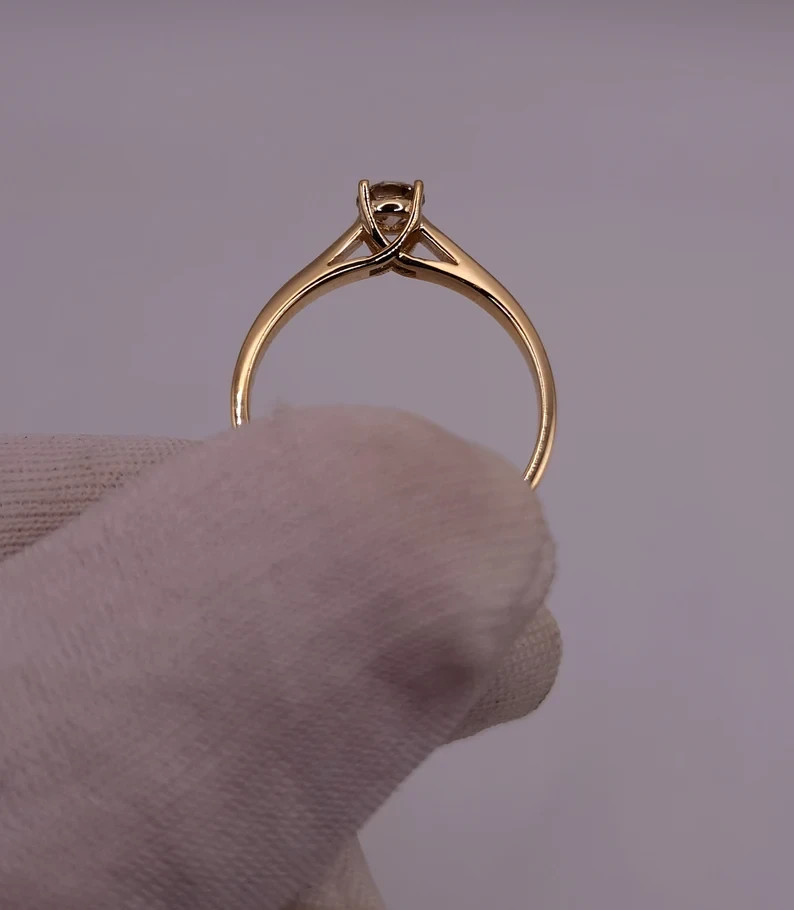 14K Yellow Gold DEF I1-I3 Natural Diamond Birthday Ring 0.25Ct UGL Round Cut