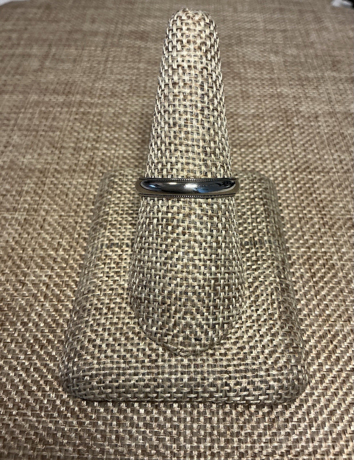 10kt White Gold Milgrain Edge Wedding Band Style Ring Size11 3.83mm 3.52g A1495