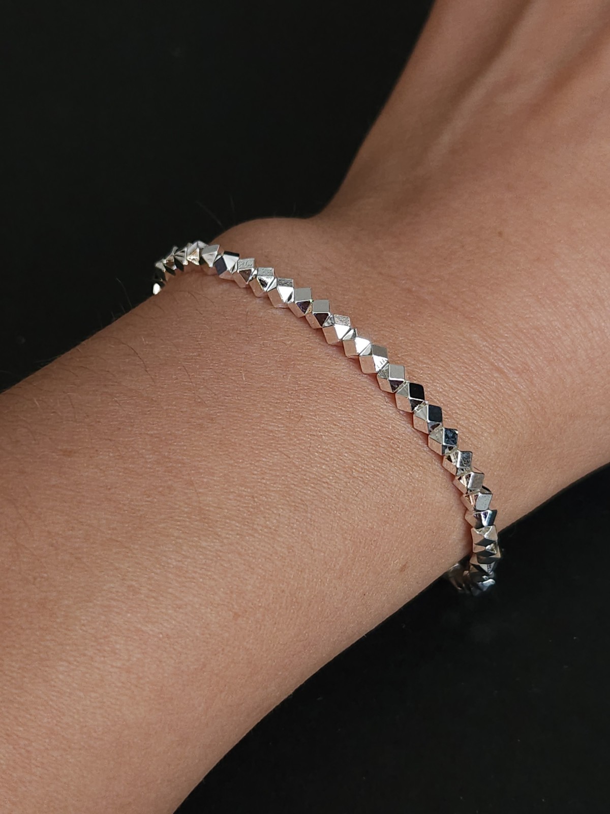 Sterling Silver 3mm Nugget Bead Bracelet Adjustable 16-20cm Gift for Her