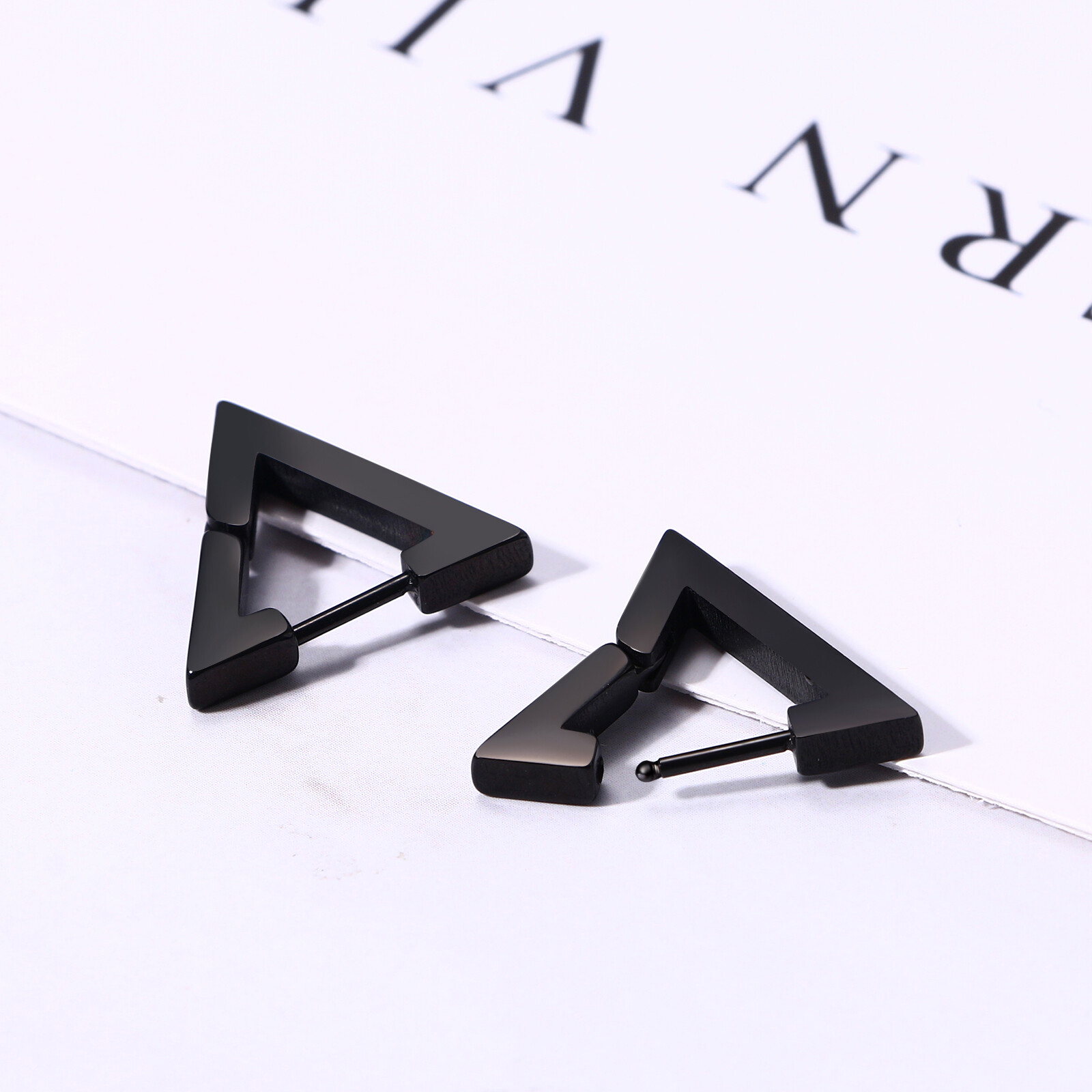 Norse Viking Runes Triangle Hoop Earrings for Men Women Huggie Hoops Ear Studs