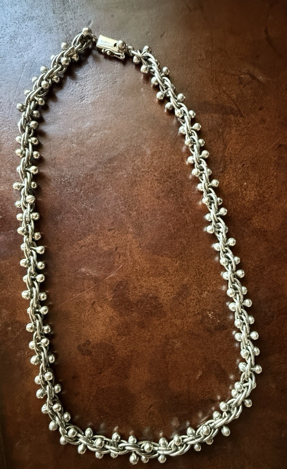 VTG Taxco Mexico Sterling DNA Link Peppercorn Necklace Spratling Style 122.9g