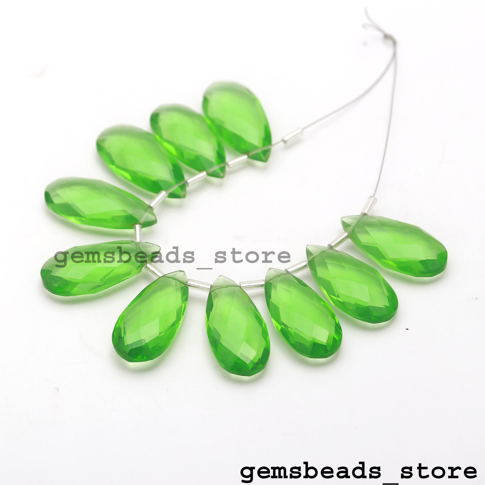 Chrome Diopside Gemstone Hydro Quartz Briolette Faceted 25x12MM 5 Matched Pairs