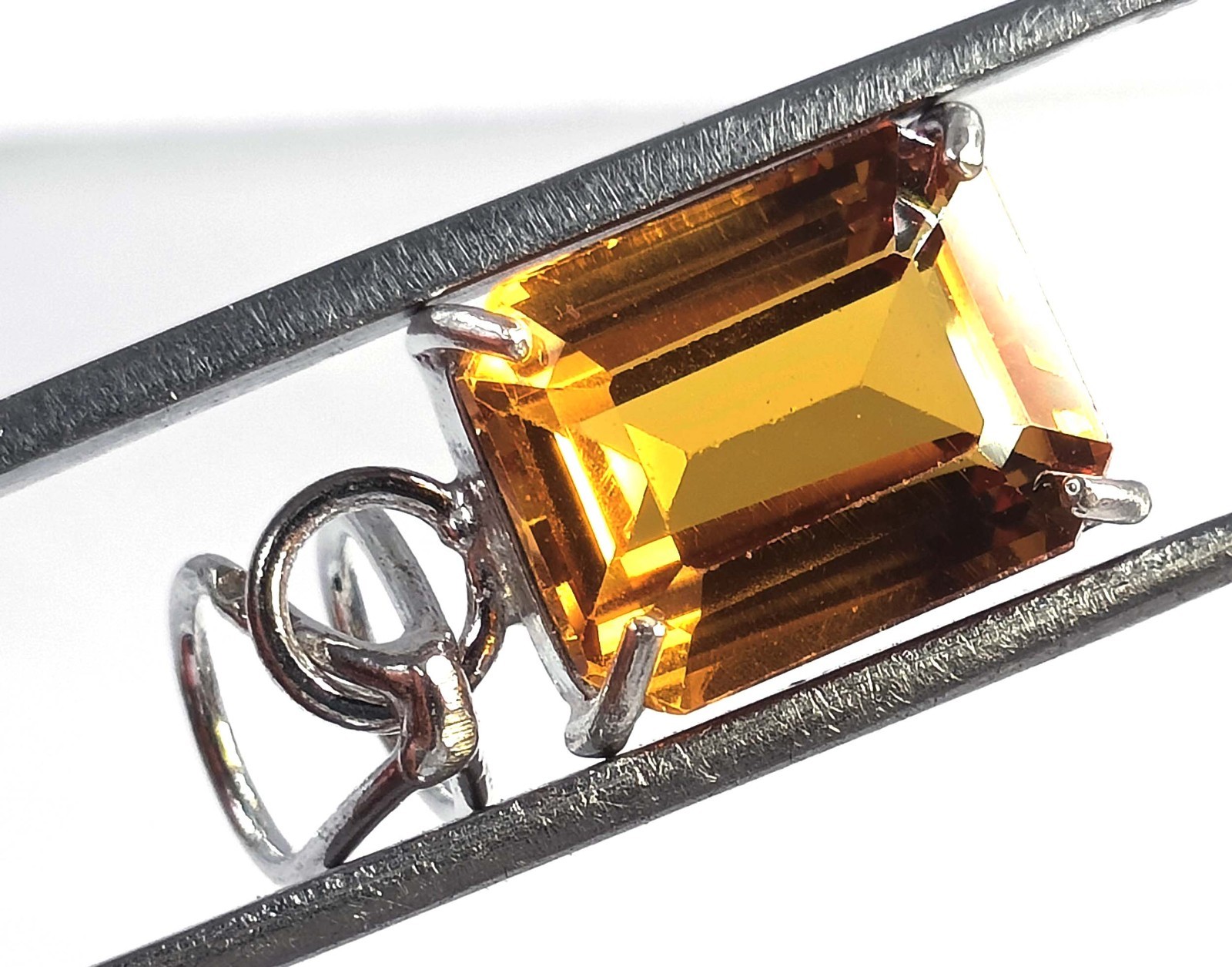 17 Ct Natural Yellow Sapphire Emerald Cut EGL 925 Silver Pendant Free Chain 6AGG