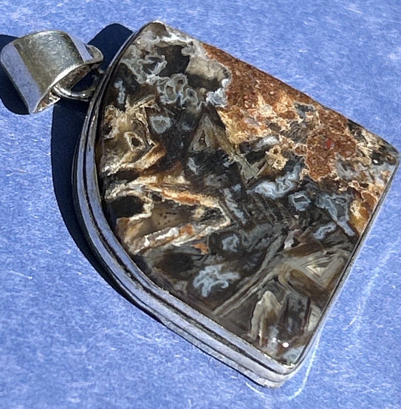 Natural Pietersite Namibia 925 Sterling Silver Artisan Pendant 1” Brown Blue