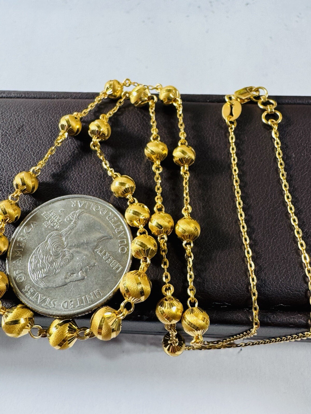 Women’s 22K 916 Yellow Real Gold Balls Beads Chain Necklace 20 Inch 11.93g