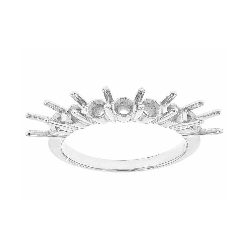 925 Sterling Silver Round 3mm Semi Mount Half Eternity Without Stone Ring DIY