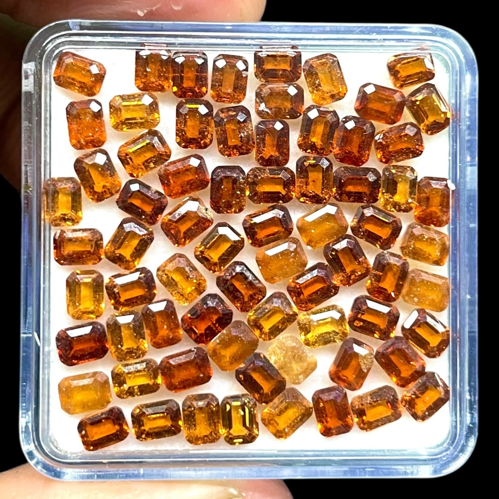 50 Pcs Natural Hessonite Garnet 3.8×2.8mm Emerald Cut Loose Untreated Gemstones
