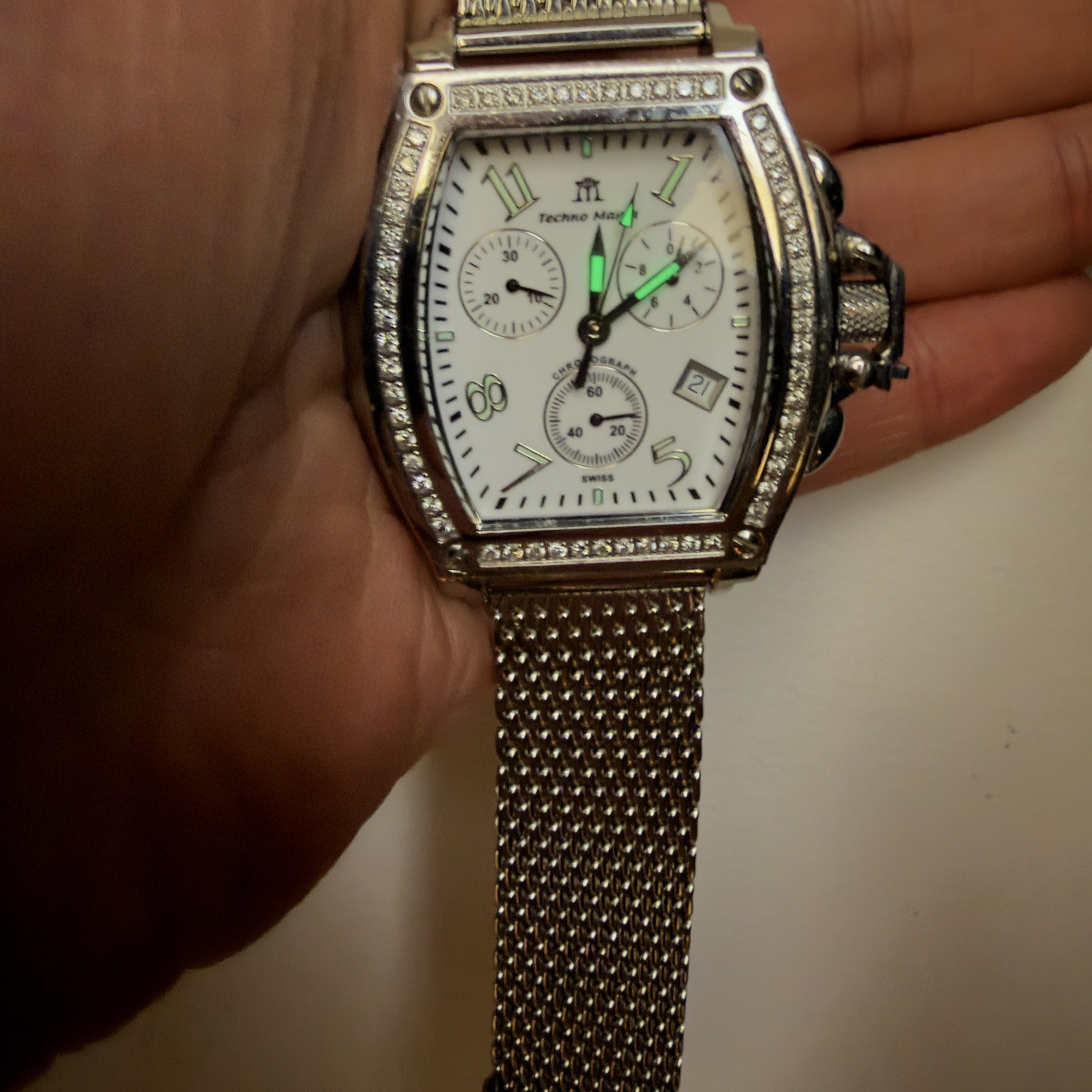 TECHNO MANIA Swiss Chronograph Calendar 1.5 ct Diamond bezel sapphire crystal