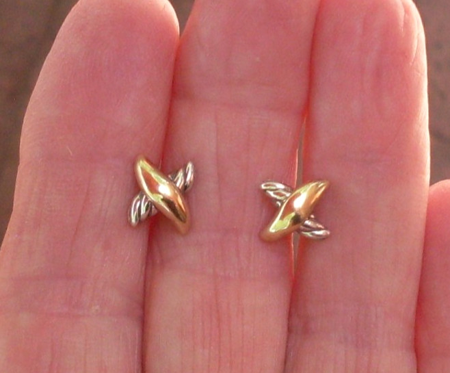 Current Item David Yurman Petite X Earrings – DY Backs – 18K Gold Posts