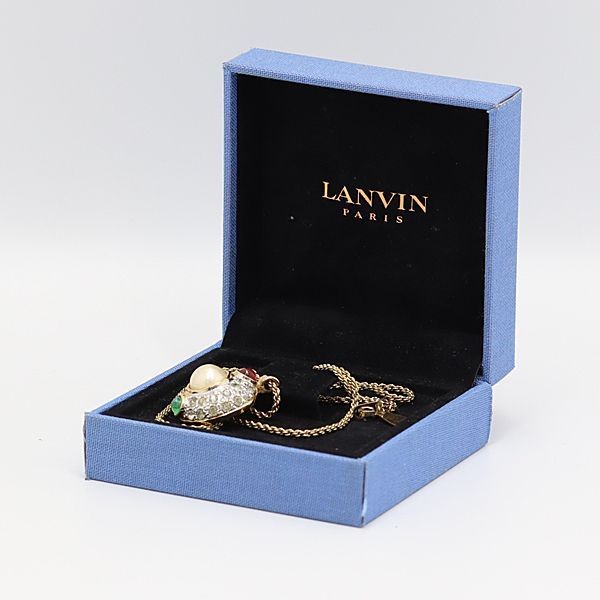 Lanvin Good Condition Gold Pearl Women’s Necklace with Box OGH 2000000 NSK