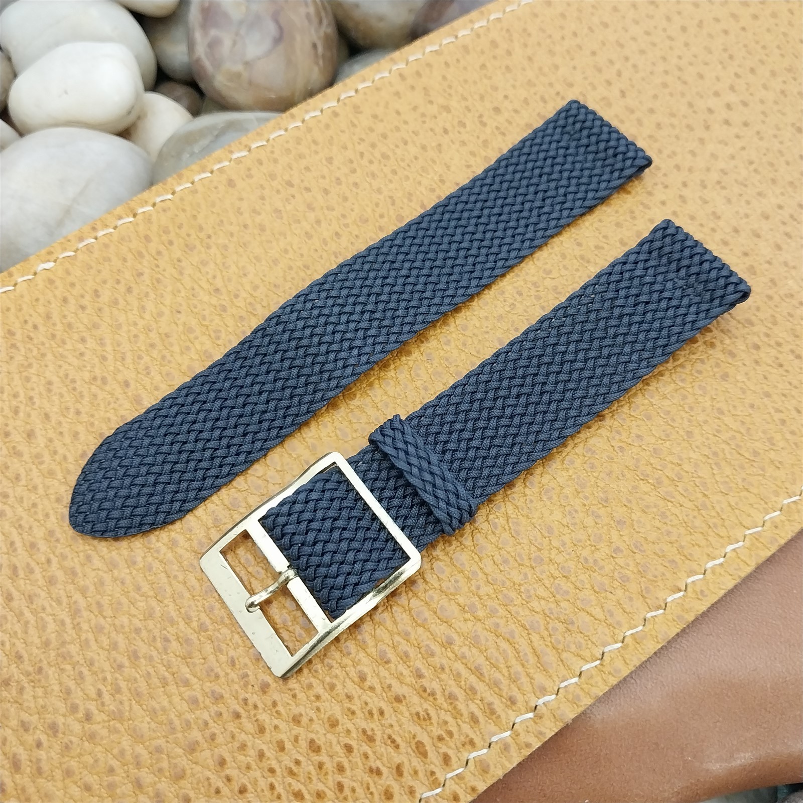 18mm Braided Perlon Mesh 2-piece Blue Classic 1960s Unused Vintage Watch Band