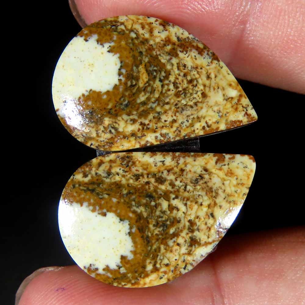 29.45Cts.100%Natural Designer Picture Jasper Fancy 15x23x5mm cab Pair Gemstone