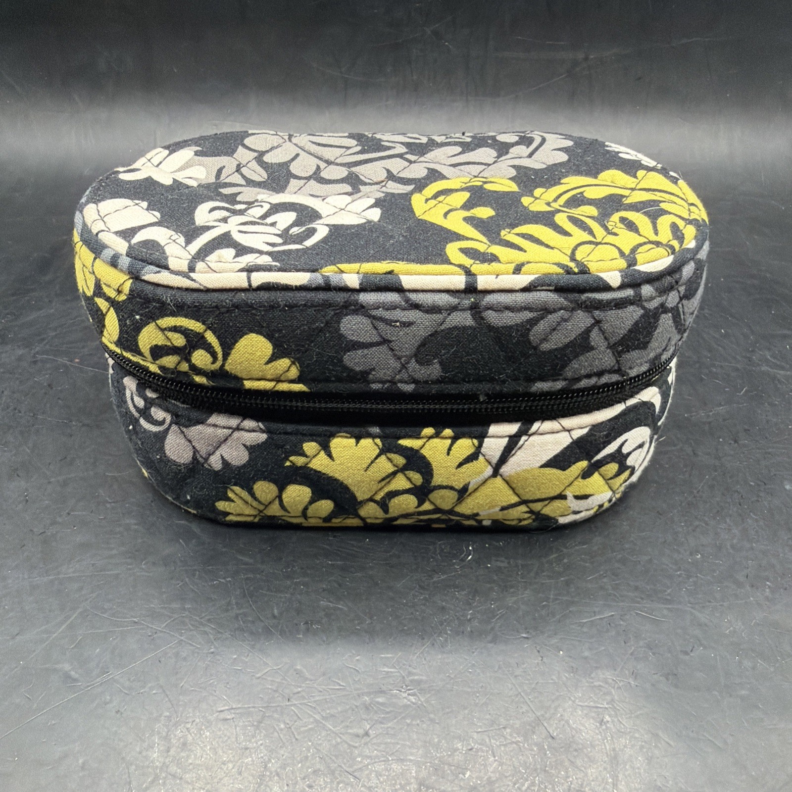 Vera Bradley Baroque Quilted Yellow Green Black And Gray Travel Jewelry Box