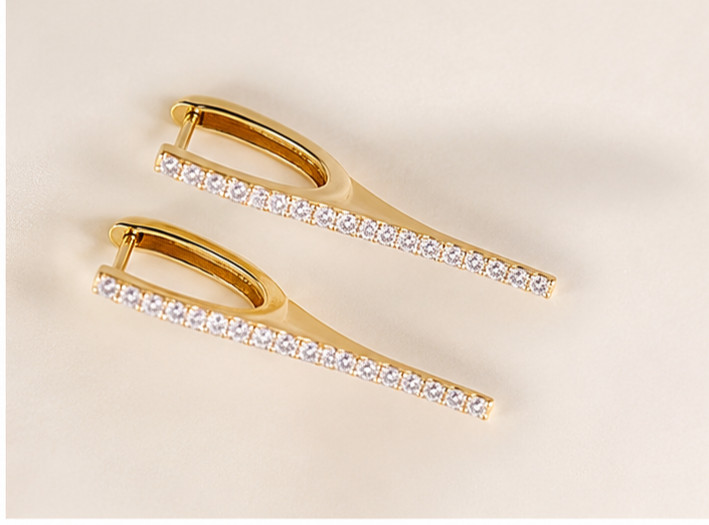 2Ct Moissanite Dangle Hoop Earrings VVS1-D Excellent Cut 14K Yellow Gold Plated