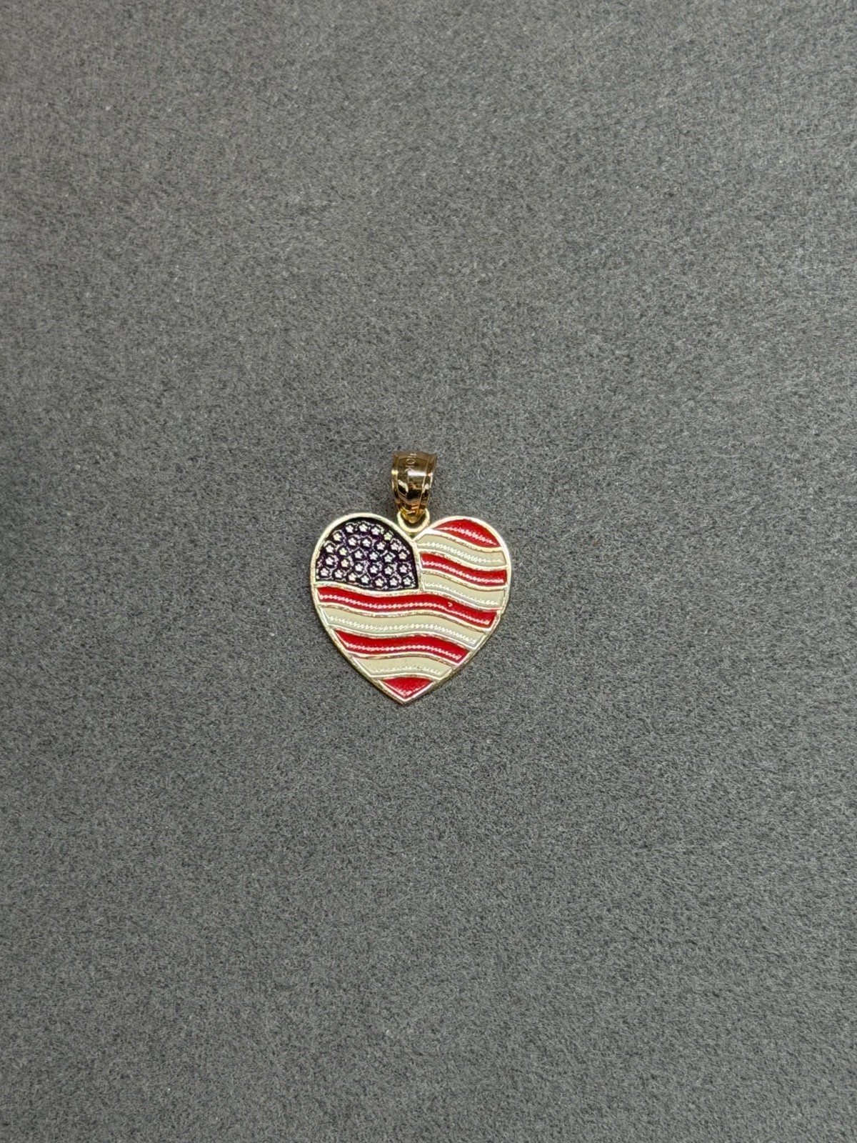 VTG RCI 10k Yellow Gold Double Sided Heart Flag God Bless America Pendant – RARE