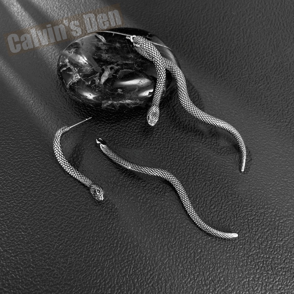 Stainless Steel Long Snake Earrings Great Details
