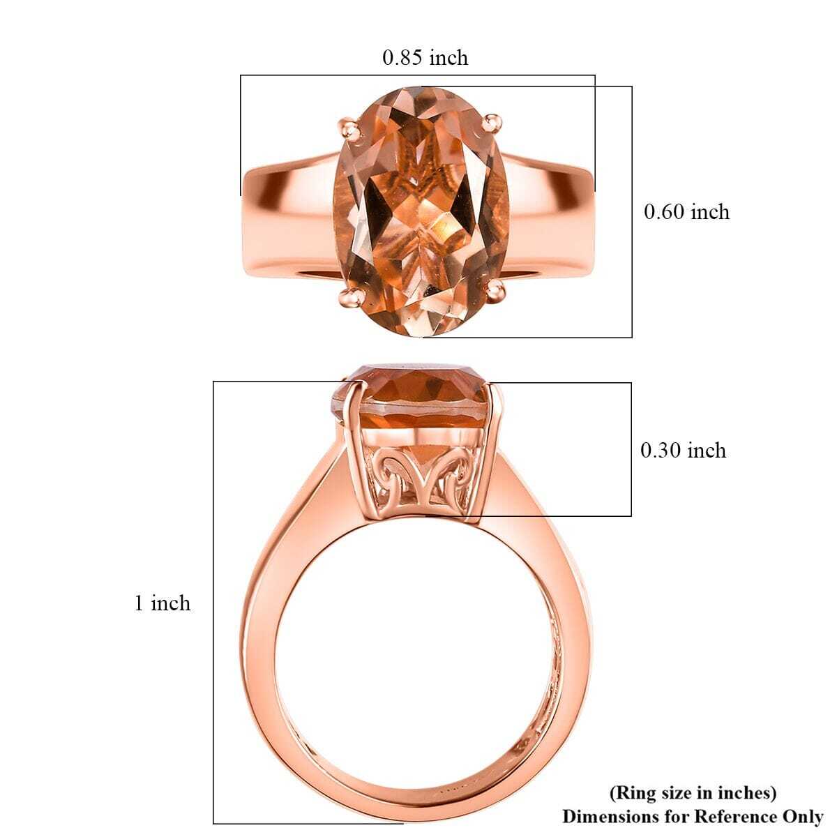 5.85ctw Morganique Quartz Triplet Solitaire Ring Vermeil Plated Sterling Size 10