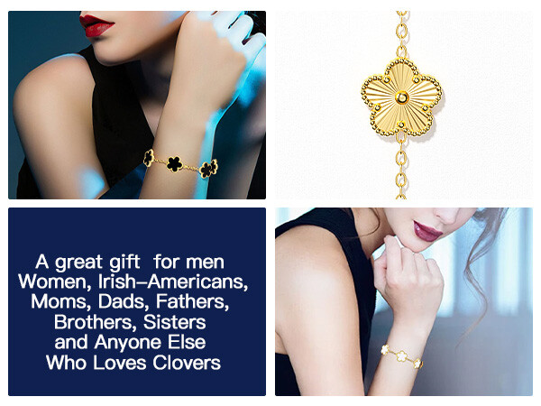 3-Pcs 18k Gold Plated Clover Lucky Bracelet For Women Flower Five Leaf Bracelets
