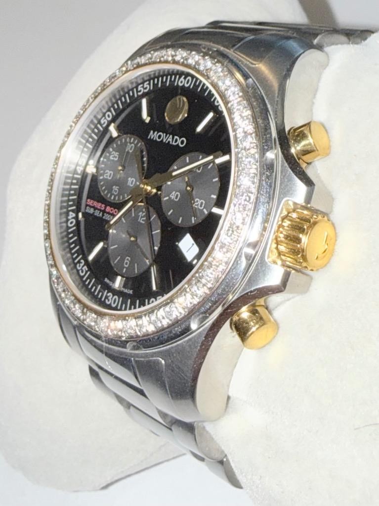 MOVADO MENS SERIES 800 TWO TONE SUB SEA CHRONO LAB GROWN DIAMOND WATCH
