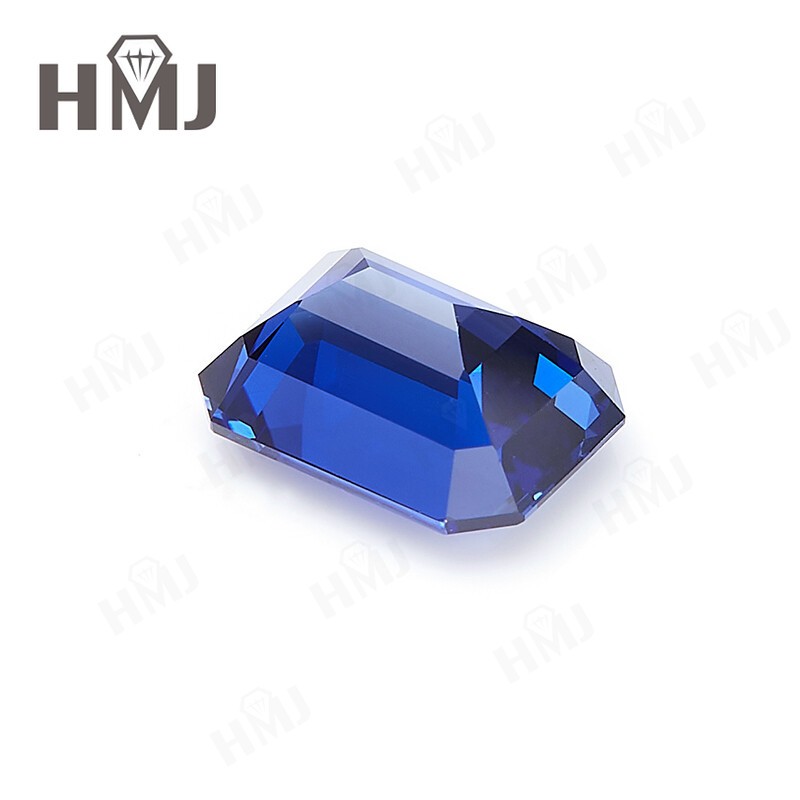 Emerald Shape Lab Created Royal Blue Sapphire Stones AGL Jewelry Loose Gemstones