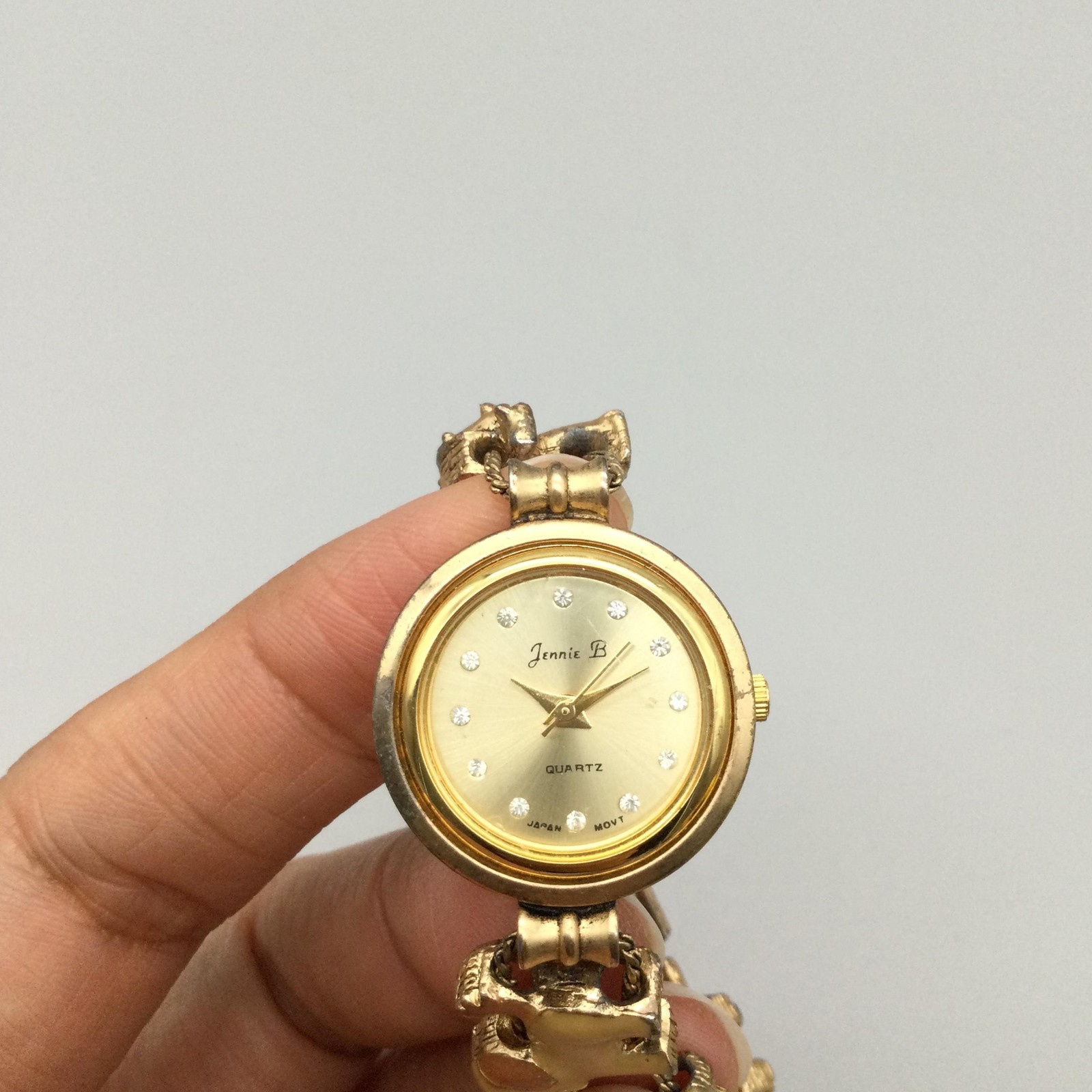 Vtg Jennie B Dog Watch 24mm Womens Slide Charm Bracelet New Battery 7.5″