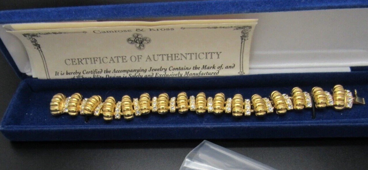 CAMROSE & KROSS JACQUELINE KENNEDY JBK 24K GP CRYSTAL BRACELET NIB