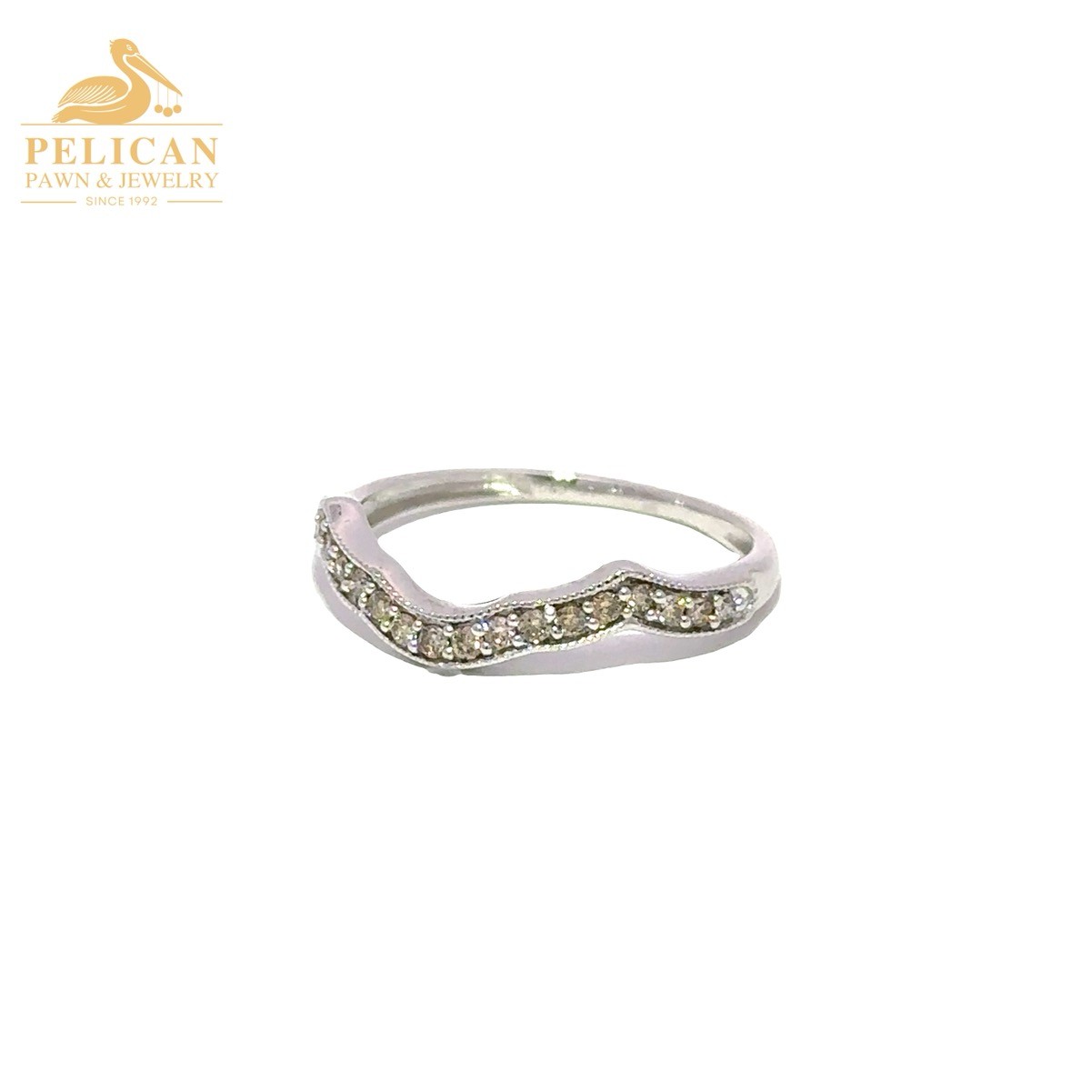 WOMEN’S 10K WHITE GOLD DIAMOND CONTOURED PAVE WEDDING BAND .140CTW ( (PDS037710)