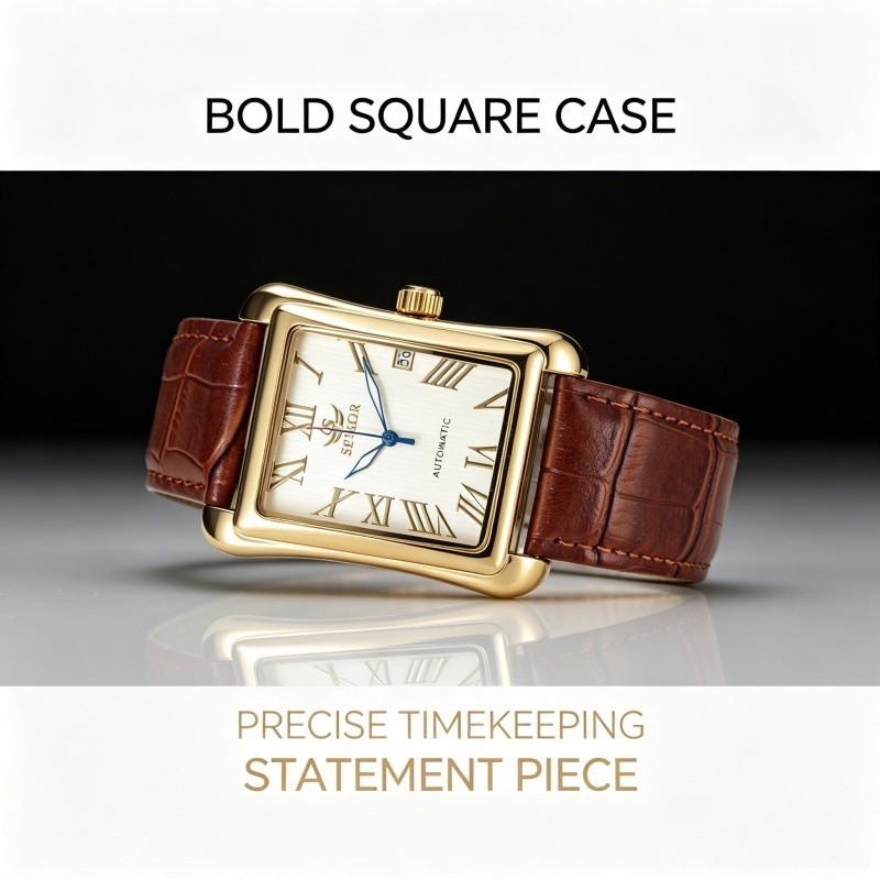 Luxury Men Mechanical Automatic square Watch Wristwatch fashion Business Gifts