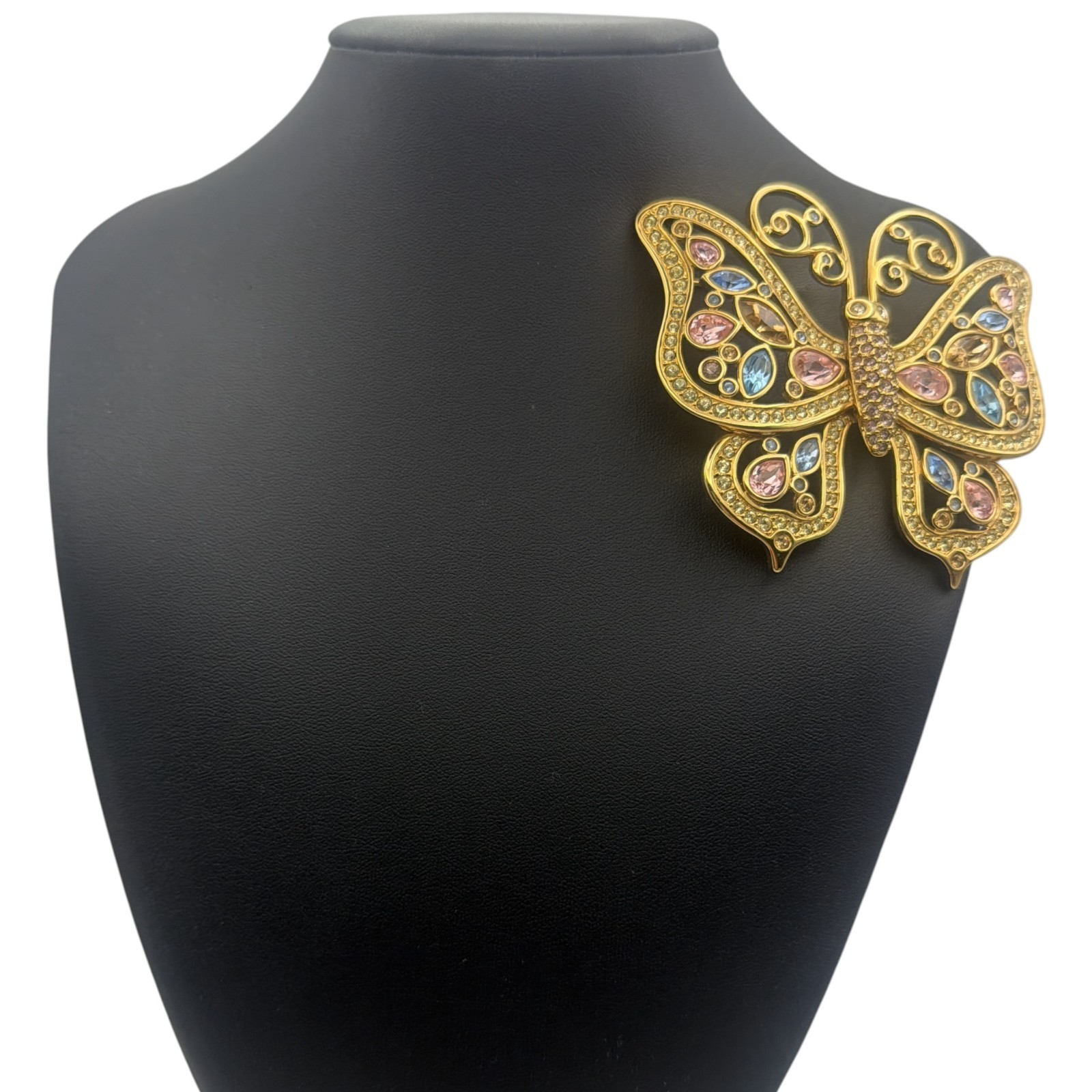 SWAROVSKI 85mm Large Butterfly Pin Brooch Gold Tone Multi Color Crystal