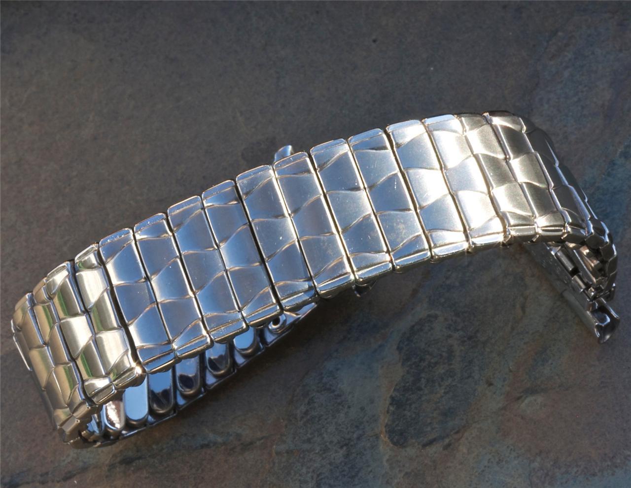 Vintage steel watch band 16mm to 20mm adjustable ends NOS 1960s/70s Baldwin USA