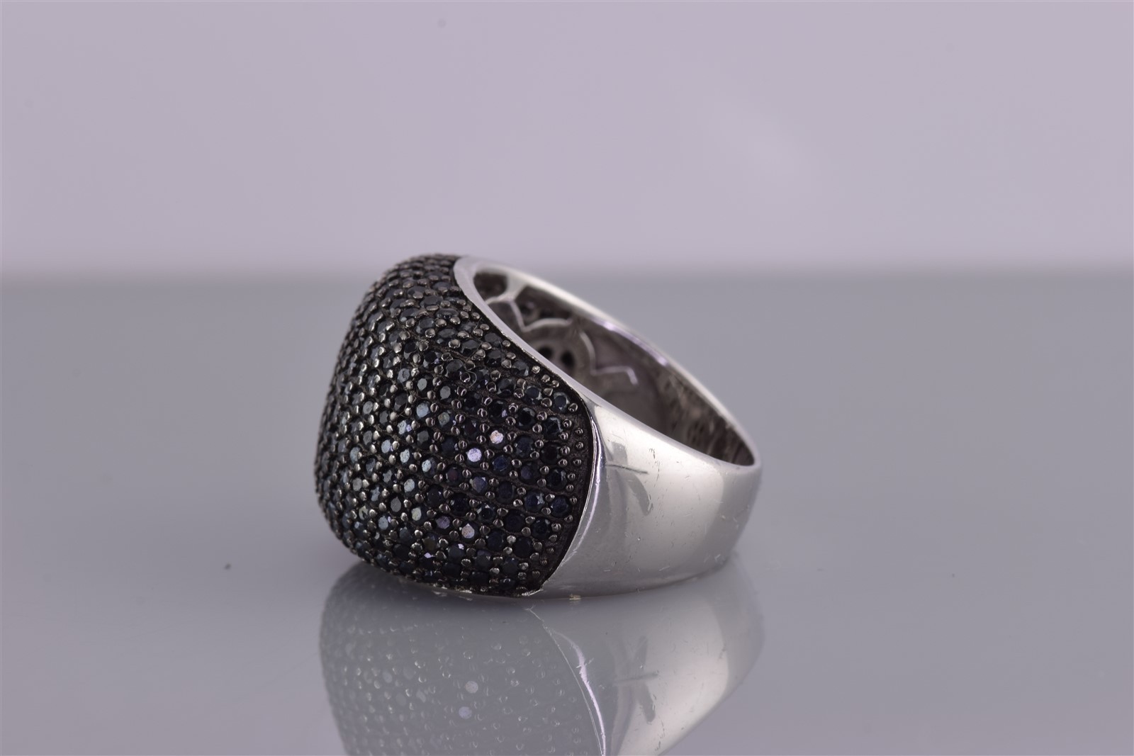Fuzion Creation Sterling Silver Micro Black Cubic Zirconia Band Ring 925 Sz: 5