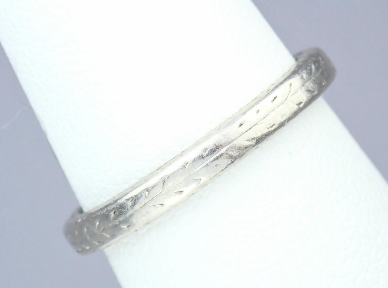Fab Antique Art Deco Platinum Palladium 2.5mm Floral Wedding Band Ring 1921 6.75