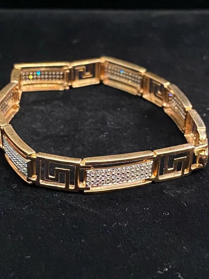 5.00Ct Round Cut Greek Key Simulated Diamond Link Bracelet 14K Rose Gold Plated