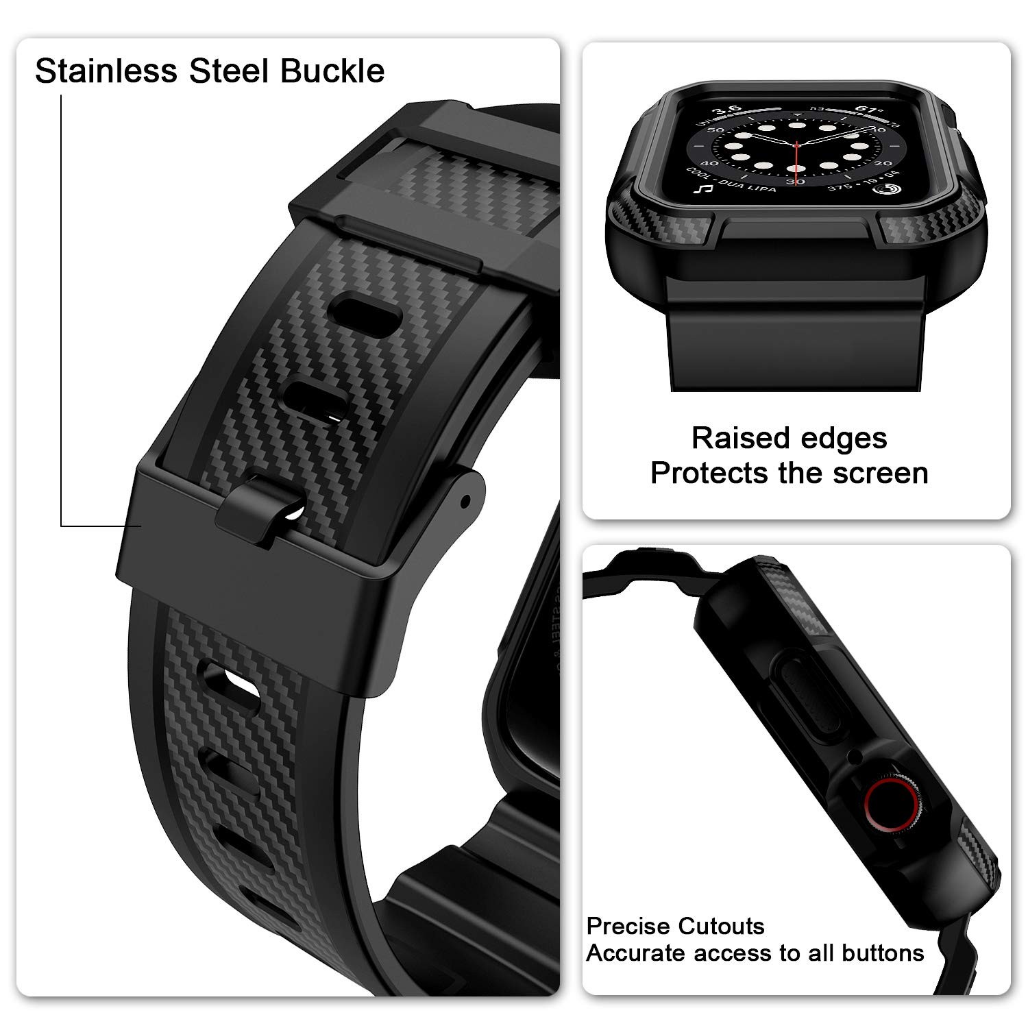 OROBAY Rugged Band Compatible with Apple Watch Band 45mm/44mm/42mm with Case,