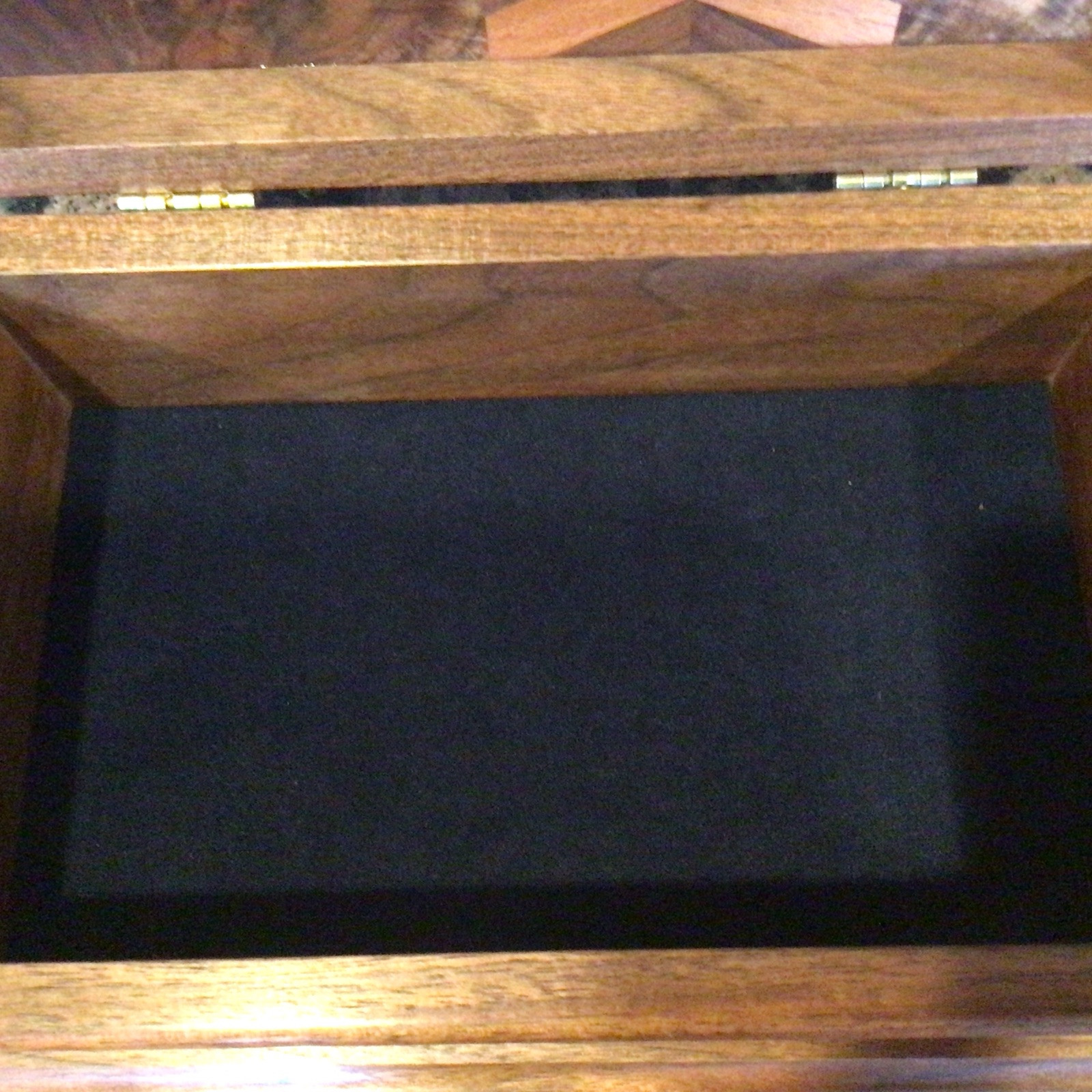 Georgous Solid Walnut-Brass Inlay Jewelry/Keepsake Chest