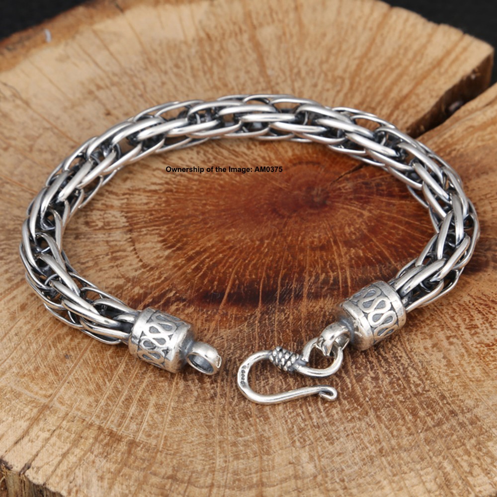 Pure 925 Sterling Silver 9mm Oval Link Chain Round Men’s Bracelet 7.5-8.66inch