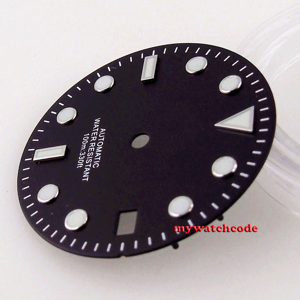 Blue green Luminous 29mm Black Green dial Watch Dial for Nh36A NH35A 2824 PT5000