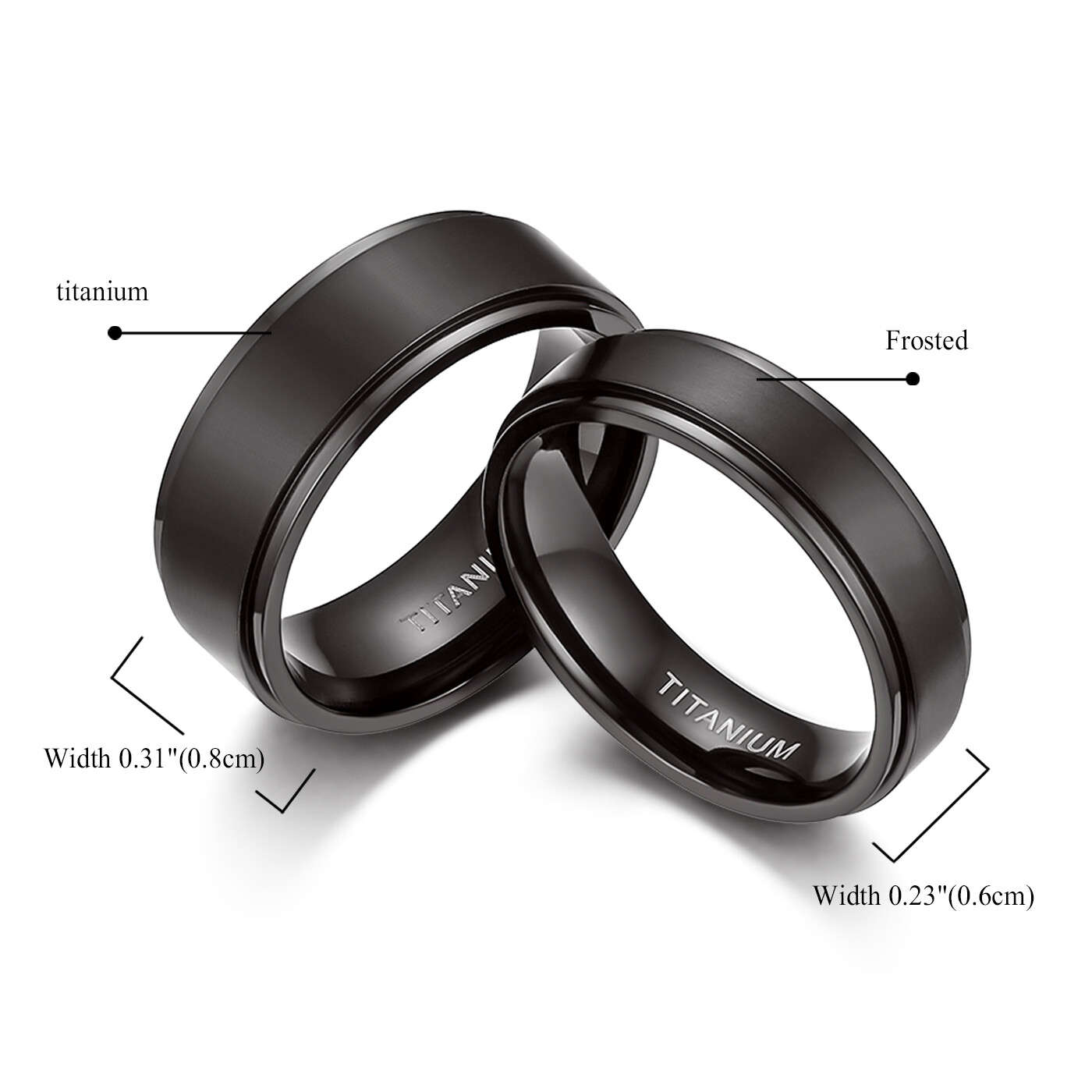 Men’s Women’s 6mm 8mm Black Titanium Rings Couple Wedding Band Matte Comfort Fit