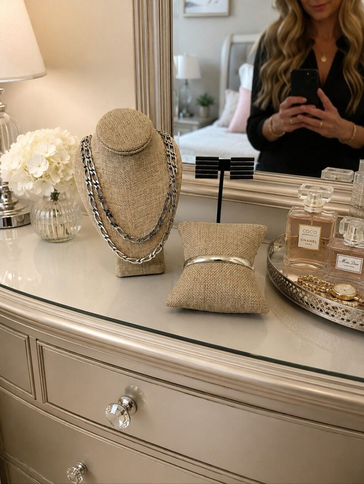 Monet Silver Tone 3 Piece Jewelry Set Long Necklace Bracelet Clip On Earrings