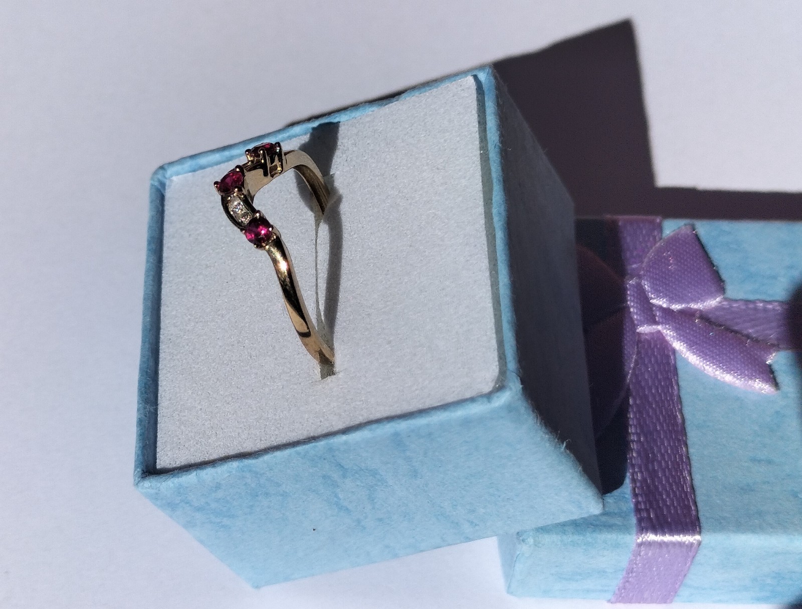 Vintage Handmade Italian Gold Ring by Padova 3x Ruby & 4x Diamond P1/2 (17.97mm)