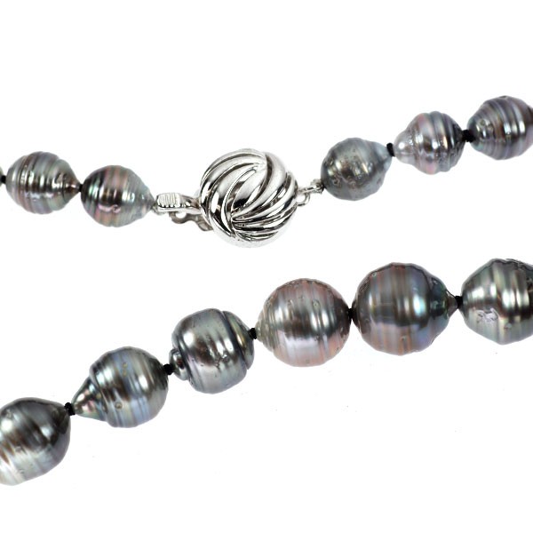 SV black pearl necklace about 8.0-11.8 mm in diameter – Auth free shipping from