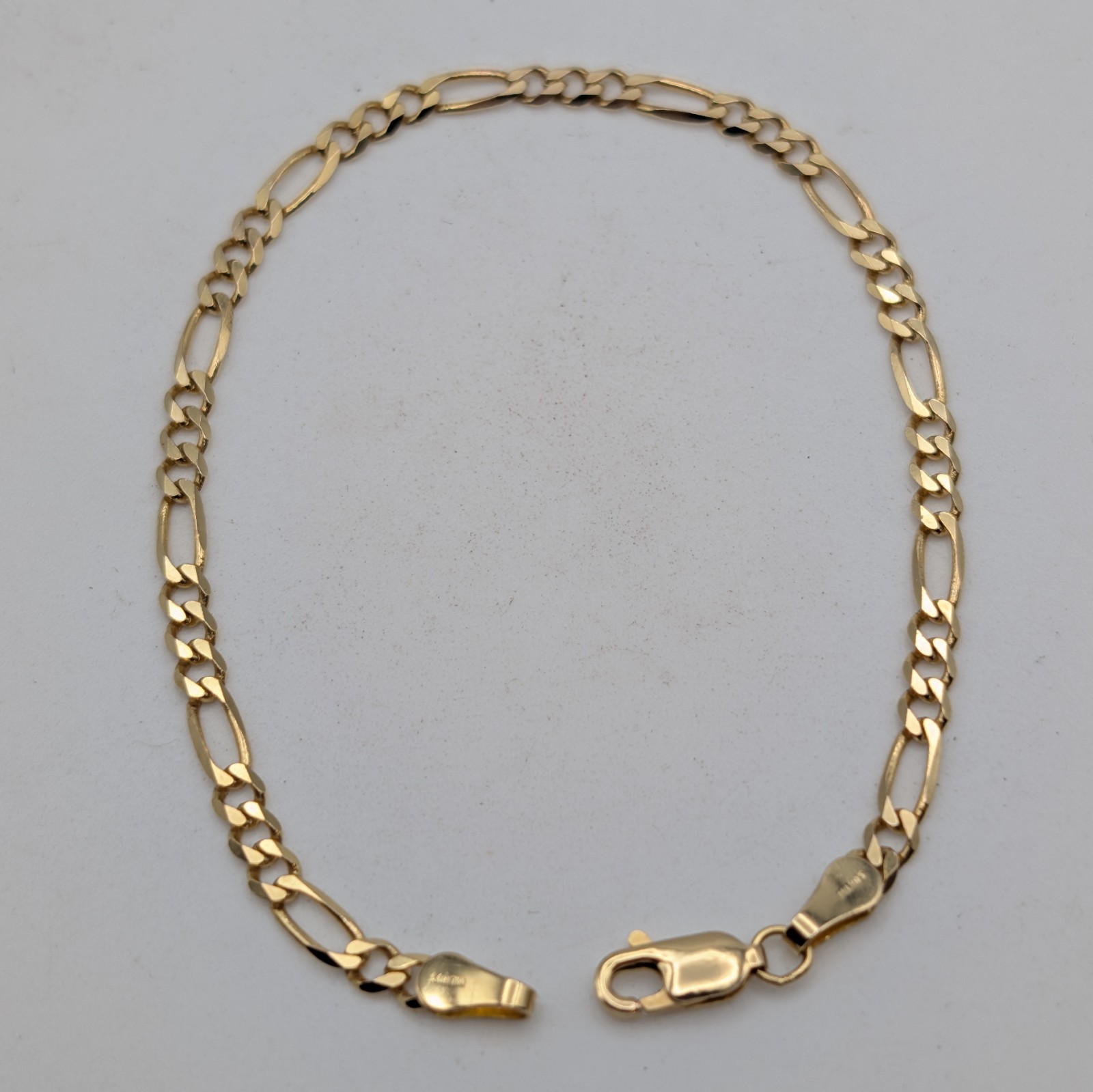 Solid 14k Yellow Gold Italian Figaro Chain Link Bracelet 7″ Long 3mm Wide