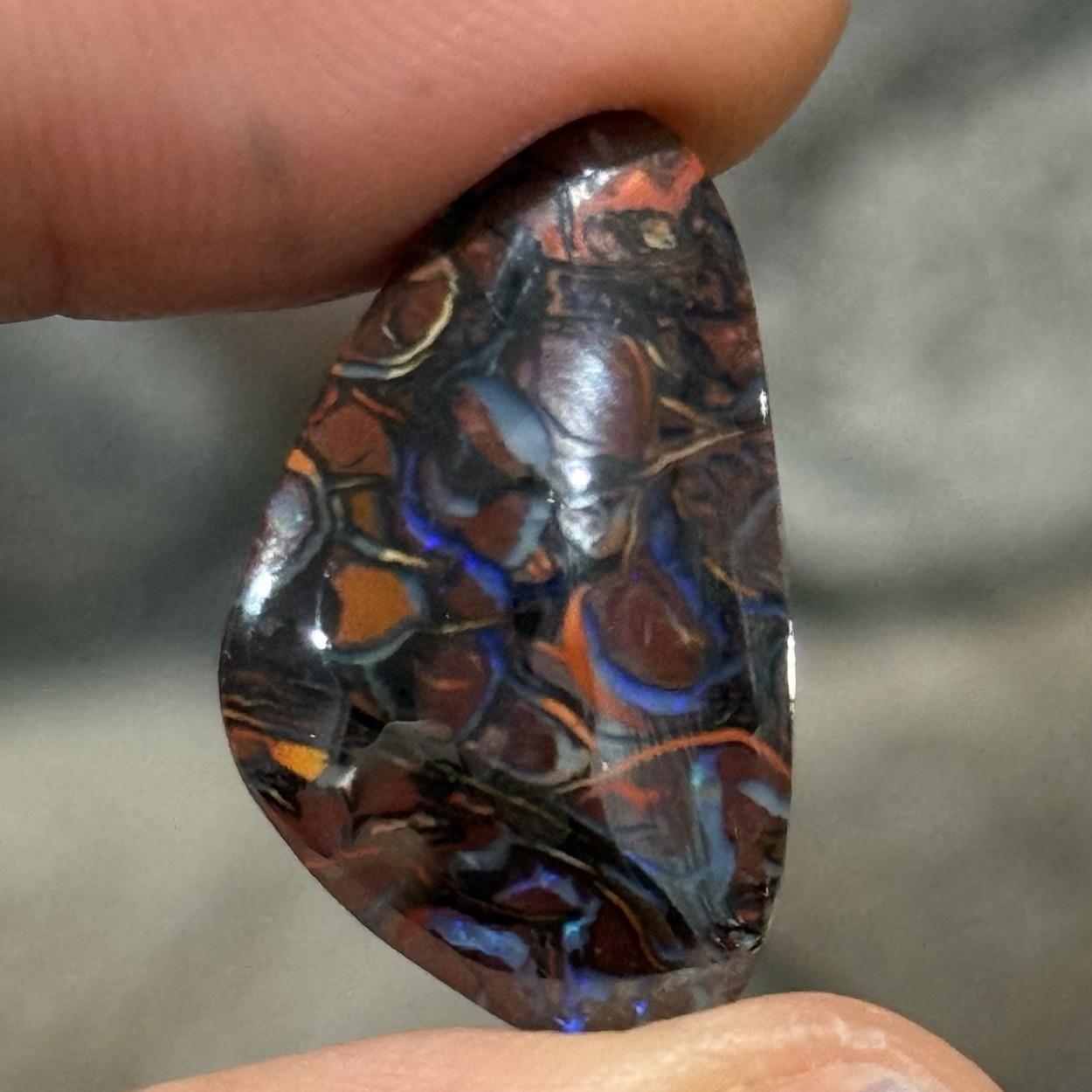 17ct 24.3×14.7×5.4mm Colorful Australian Koroit Boulder Opal Free Form Cabochon