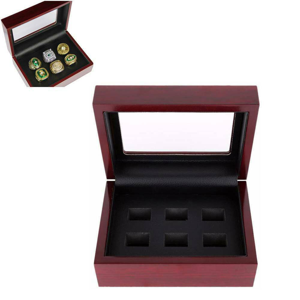 2/3/4/5/6 Championship Ring Display Box Wooden Collection Case Storage Holder