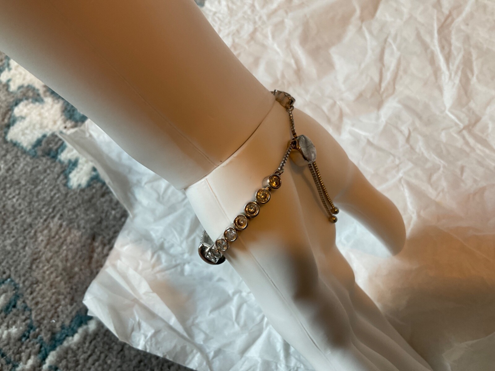 Vintage Signed JB Joan Boyce silver tone statement crystal bling bracelet slide