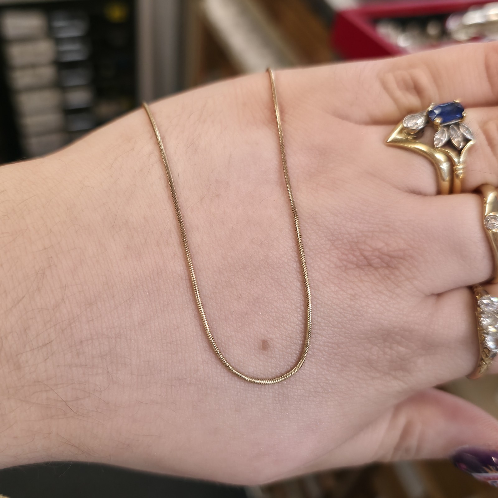 9ct Yellow Gold Vintage Round Snake Chain – 18″ Inch / 46cm