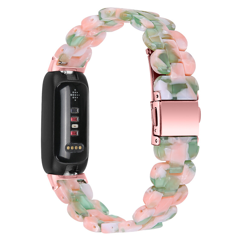 For Fitbit Inspire 3 Fashion Luxury Resin Strap Stainless Steel Watch Band